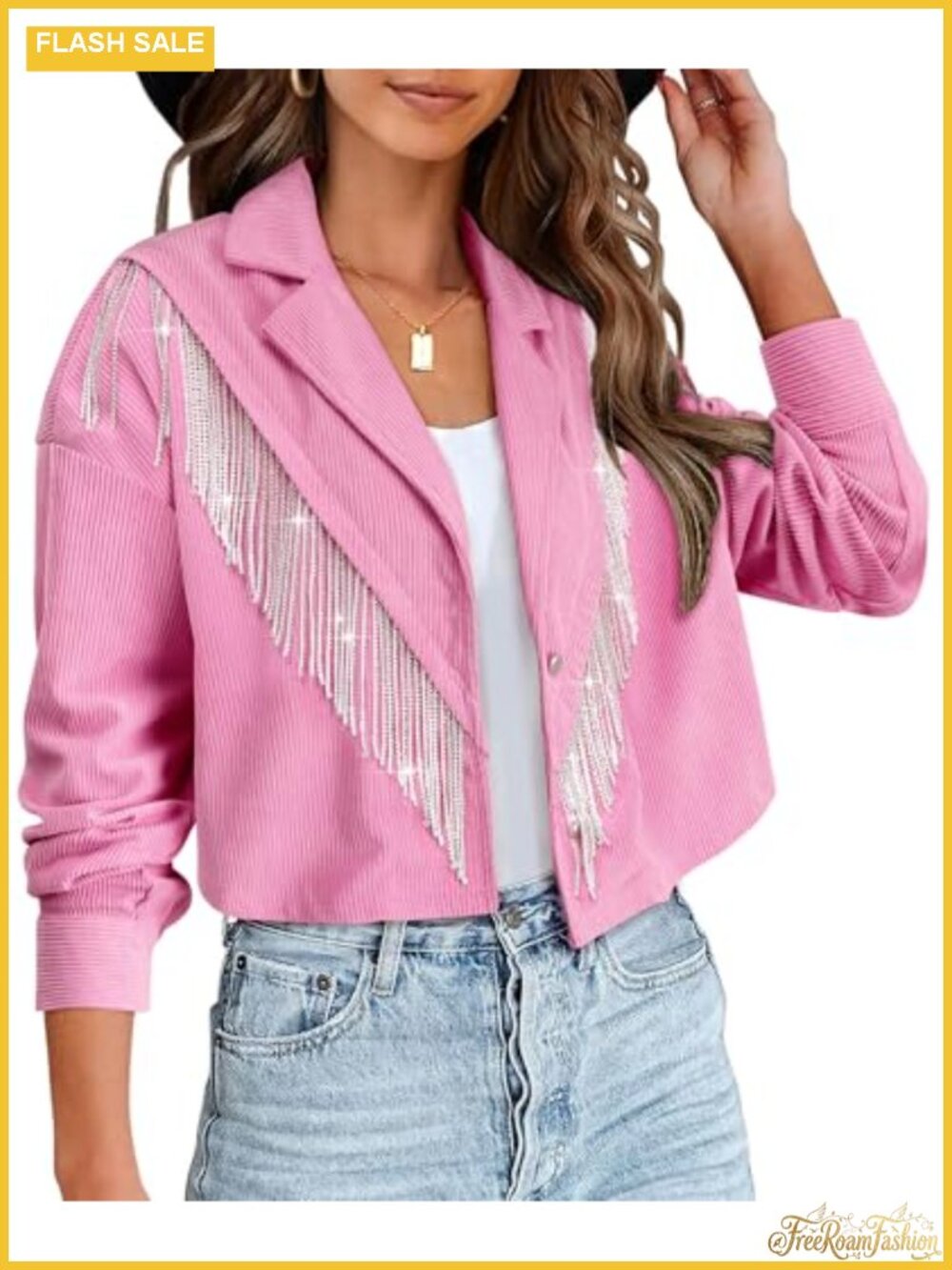 Women's Fringe Western Cowgirl Cropped Corduroy Jacket